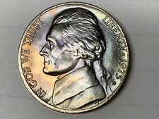 1975 D Jefferson Nickel. Brilliant Uncirculated, Toning. FULL Steps. picture