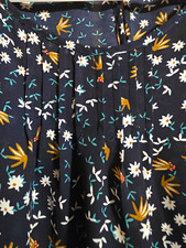 fun2fun 1X Plus Blue Floral Woven Blouse Balloon Long Sleeve Pleated Button picture