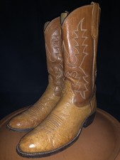 Vintage Rios Of Mercedes Cowboy Boots Mens 8 D Brown Smooth Ostrich 4850 2-Tone picture