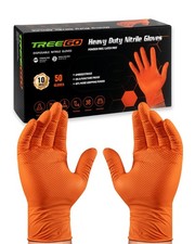 TREEGO 10 Mil Nitrile Gloves XL - Heavy Duty Orange Gloves with Double Diamon... picture
