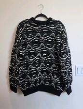 Vintage 90s COOGI Australia 3D Knit Sweater Mens M (fits like L) Black & White picture