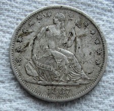 1867-S Seated Liberty  Half Dollar Rare Key Date San Francisco XF / AU Damaged picture