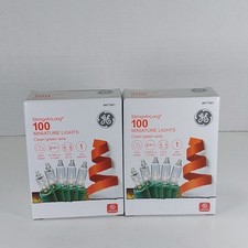 GE String A Long 100 Count In/Outdoor Mini Clear White Light On Green Wire 2-PK picture