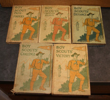Lot of 5 Boy Scout Books 1912 Vol 6, 9-12 Saalfield HC Antique Scouting Stories picture