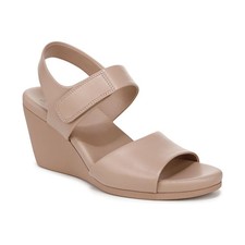 Naturalizer Imani Open Round Toe Wedge Sandals Vintage Mauve Leather SZ 11 picture
