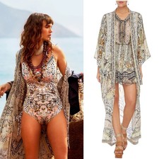 Camilla Moto Maiko Kimono Size Medium Silk Animal Print Robe Resort Overlay picture