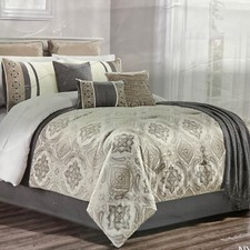 5 Piece Hallmart Collectibles Nyomi  KING Comforter 106x92 Embroidered Geometric picture