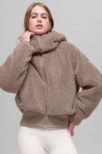 ALO Foxy Sherpa Jacket Black Relaxed Fit Plush Warm picture