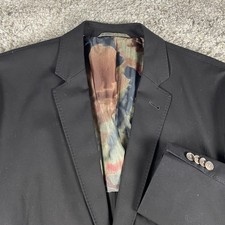 Kroon Usher Blazer Mens 44S Black Cotton Blend Stretch Two Button Sport Coat New picture