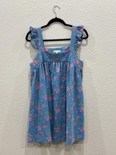 Moon River Blue Floral Babydoll Mini Dress Large picture