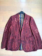 ETRO Men's Burgundy Paisley Blazer Single-Breasted Notch Lapel Regular picture