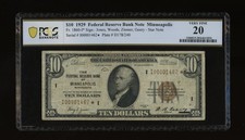 DBR 1929 $10 FRBN Minneapolis STAR Fr. 1860-I* PCGS-B VF-20 Low Ser # I00001462* picture