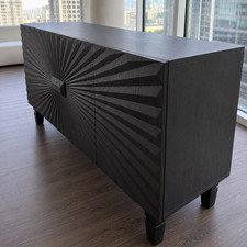 Modern Black Sunburst Sideboard Buffet Credenza Textured Dining Storage Cabinet picture