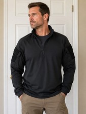 NEW LARGE MENS VERTX RECON COMBAT LONG SLEEVE SHIRT VTX8525 BLACK XLARGE picture