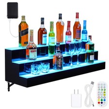 2/3 Layer LED Lighted Liquor Bottle Display Bar Shelf RF & App Control 16''-60'' picture