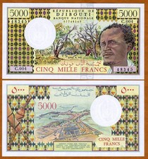 DJIBOUTI: Banknote  5000 (5,000) Francs, ND (1979), P-38 (38d),  Gem UNC picture