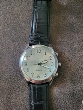 Vintage Woman's Quartz Analog Watch Black Leather Strap picture