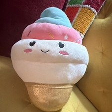 Linzy Toys Smoochy Pals Ice Cream Cone Plush large Pink Blue Washable 17x13 picture