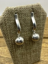 Retired Silpada Sterling Silver Bar & Bead Drop Earrings 1.5