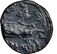 SCARCE SELEUKID KINGS Galley. Antiochos IV Epiphanes. 187-175 BC. Æ 21mm wCOA picture
