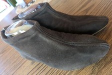 Vintage 1940's-50's Brown Suede Sherpa Shearling Flat Booties Van Raalte 7-7.5 picture