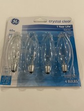 4 GE 60w Decorative B Multi Use Candelabra Base Bulbs Crystal Clear 4PK Bulb picture