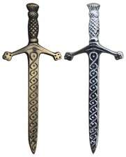 AAR Celtic Kilt Antique Chrome Pins Scottish Thistle Crest Hilt 4