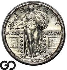 1920-S Standing Liberty Quarter *Scarce in High MS* Lustrous Solid Gem BU++ FH picture