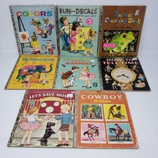 Vintage Little Golden Books Lot of 8 Children's Educational Books All A Editions picture