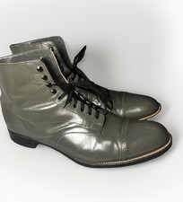 VTG Stacy Adams Classic Madison Gray Leather Cap Toe Dress Boot USA Men Size 13E picture