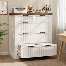 5-Drawer Farmhouse Wood File Cabinet w Printer Stand, Home Office picture