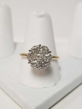 1.50Ct Round Lab-Created Diamond Cluster Flower Shape Ring 14K Yellow Gold Fn picture