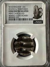 NGC Gem Uncirculated Mint Cancelled Waffle Quarter Washington 25C States Error picture
