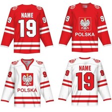 Custom Retro Youth/Men Team Poland Hockey Jersey White Red Stitched Custom Names picture