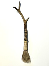 Antique Original Native American Indian Ceremonial Deer Antler Brush; picture