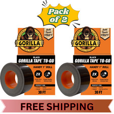 (2 pack) Gorilla Black Duct Tape to-Go, 1 in x 30 ft Single Roll picture