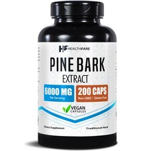 Healthfare Pine Bark Extract 6000 mg | 200 Capsules | Std. 95% Proanthocyanidins picture
