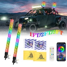 2X 1FT/2FT/3FT LED Spiral Fat Whip Lights Antenna RGB Chasing For UTV ATV picture