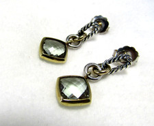 David Yurman Sterling Silver & 18K  Prasiolite Dangle Earrings picture