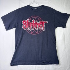 Vintage 2000s Slipknot Band Shirt Mens Large Black Fruit of the Loom Euro Tee picture