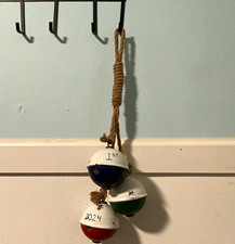 Nautical Decorative Buoys Wall Hanging, Metal & Rope, Multicolor Decor picture