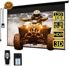 120 Inch Motorized Projector Screen 16:9 Electric Remote Wall Ceiling picture