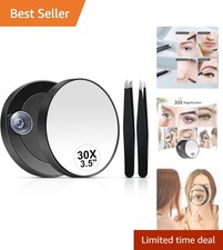 Elegant 30X Magnifying Mirror with Tweezers - Lightweight & Perfect for Grooming picture