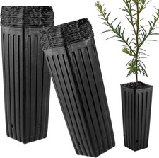 Tall Deep Tree Pot, 50Pcs Plastic Plant Seedling Treepots Flower Black  picture