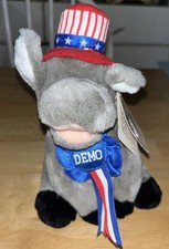Vintage Aurora PATRIOTIC DEMOCRAT DONKEY Plush 7” American Flag NWT picture