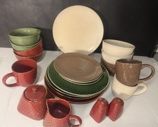 Ruff Hewn Stoneware Stitch_Dinner, Salad , Cereal bowls + Cups... 23-piece set picture