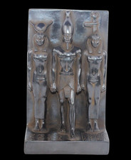 UNIQUE PHARAONIC ANCIENT EGYPTIAN ISIS and Menkaure and Hathor Trinty Statue picture