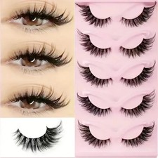5 Pairs Cat Eye False Eyelashes – Faux Mink Elongated Wispy Natural Lashes picture