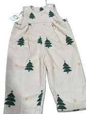 MiniOlie Baby Christmas Tree Cord Overalls 12-18 M Holiday Photo 100% Cotton NWT picture