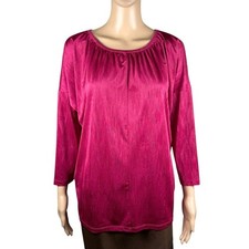 New Chico's Tukana Raspberry Evening Shine 3/4 Sleeves Top Size 2 US L picture